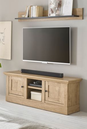 TV-Lowboard und Wandboard Dorset in Eiche Gold Landhaus Set 2-teilig 152 cm, Soft-Close
