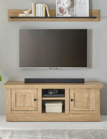 TV-Lowboard und Wandboard Dorset in Eiche Gold Landhaus Set 2-teilig 152 cm, Soft-Close