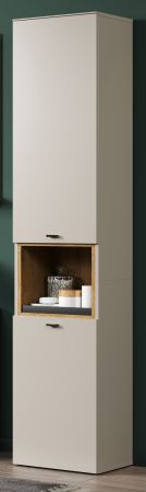 Badezimmer Hochschrank Sao Paulo in Sand und Evoke Eiche Badschrank 40 x 186 cm, Soft-Close