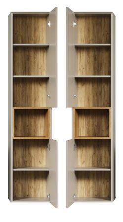 Badezimmer Hochschrank Sao Paulo in Sand und Evoke Eiche Badschrank 40 x 186 cm, Soft-Close