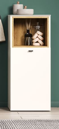 Badezimmer Kommode Sao Paulo in Sand und Evoke Eiche Badschrank 40 x 95 cm, Soft-Close