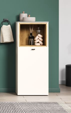 Badezimmer Kommode Sao Paulo in Sand und Evoke Eiche Badschrank 40 x 95 cm, Soft-Close