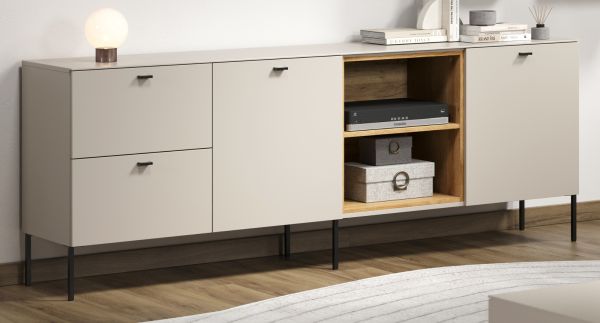 Sideboard Sao Paulo in Sand und Evoke Eiche Kommode 200 cm, Soft-Close
