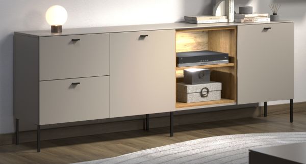 Sideboard Sao Paulo in Sand und Evoke Eiche Kommode 200 cm, Soft-Close