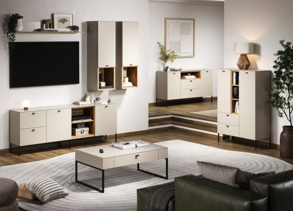 Sideboard Sao Paulo in Sand und Evoke Eiche Kommode 200 cm, Soft-Close
