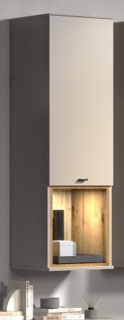 Hngeschrank Sao Paulo in Sand und Evoke Eiche Wandschrank 40 x 130 cm, Soft-Close