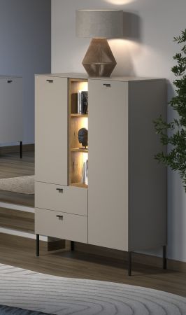 Highboard Sao Paulo in Sand und Evoke Eiche Kommode 93 x 140 cm, Soft-Close