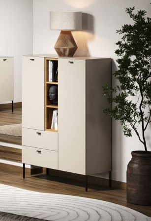Highboard Sao Paulo in Sand und Evoke Eiche Kommode 93 x 140 cm, Soft-Close