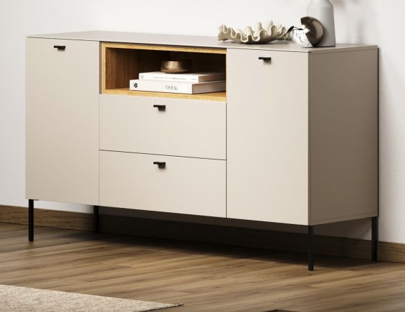 Sideboard Sao Paulo in Sand und Evoke Eiche Kommode 154 cm, Soft-Close