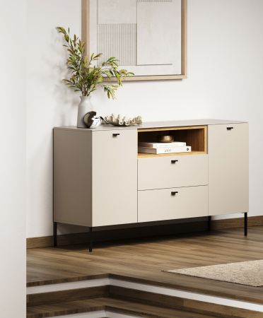 Sideboard Sao Paulo in Sand und Evoke Eiche Kommode 154 cm, Soft-Close