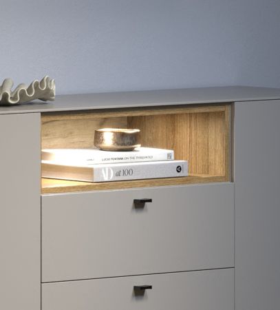 Sideboard Sao Paulo in Sand und Evoke Eiche Kommode 154 cm, Soft-Close