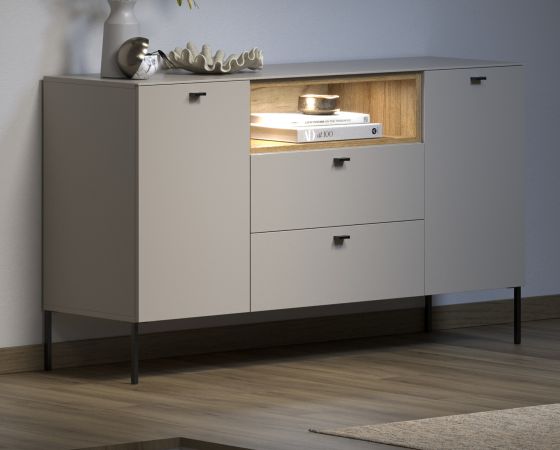 Sideboard Sao Paulo in Sand und Evoke Eiche Kommode 154 cm, Soft-Close