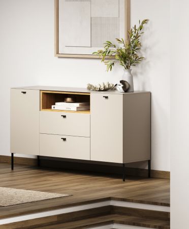 Sideboard Sao Paulo in Sand und Evoke Eiche Kommode 154 cm, Soft-Close
