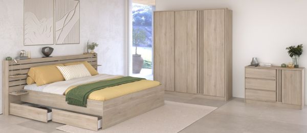 Parisot Schlafzimmer komplett Set Escale27 in Eiche japanisch Bett 180 x 200 cm