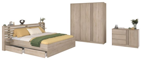 Parisot Schlafzimmer komplett Set Escale27 in Eiche japanisch Bett 180 x 200 cm
