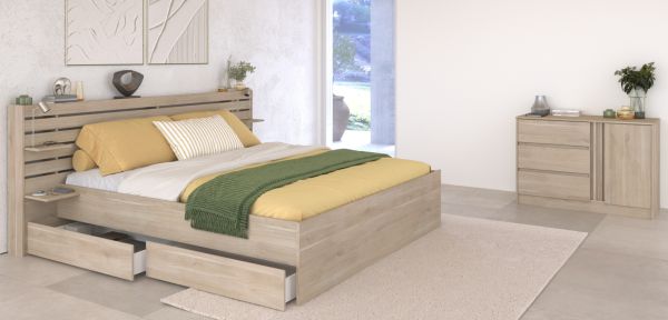 Parisot Schlafzimmer komplett Set Escale29 in Eiche japanisch Bett 180 x 200 cm