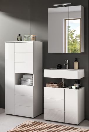 Badmbel Set 3-teilig Larik in wei Hochglanz Badkombination 135 x 190 cm