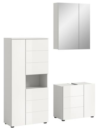 Badmbel Set 3-teilig Larik in wei Hochglanz Badkombination 135 x 190 cm
