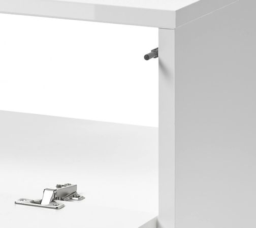 Waschbeckenunterschrank Glide in wei Hochglanz und Eiche 60 cm