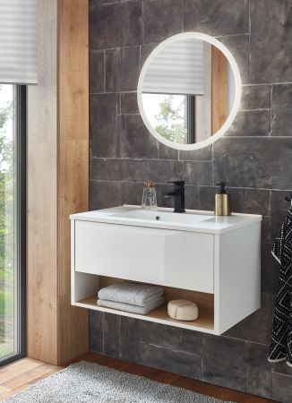 Badezimmer Spiegel Glide mit LED Beleuchtung und Touchschalter rund 60 cm