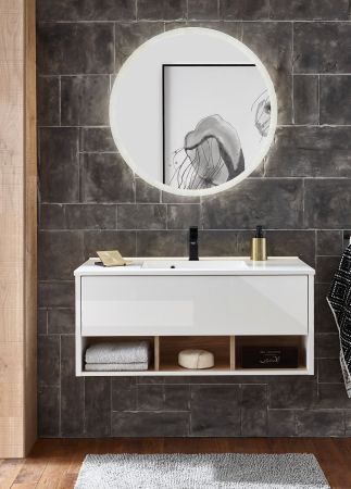 Badezimmer Spiegel Glide mit LED Beleuchtung und Touchschalter rund 80 cm