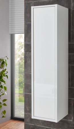 Badmbel Set 3-teilig Glide in wei Hochglanz und Eiche mit LED Beleuchtung 100 x 190 cm