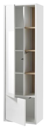 Badmbel Set 3-teilig Glide in wei Hochglanz und Eiche mit LED Beleuchtung 135 x 190 cm