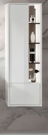 Badezimmer Hochschrank Glide in wei Hochglanz und grau inkl. Beleuchtung 45 x 150 cm