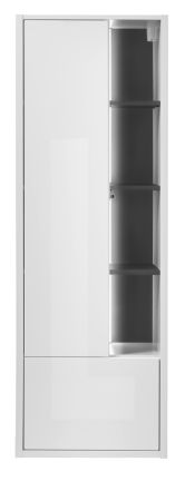 Badezimmer Hochschrank Glide in wei Hochglanz und grau inkl. Beleuchtung 45 x 150 cm