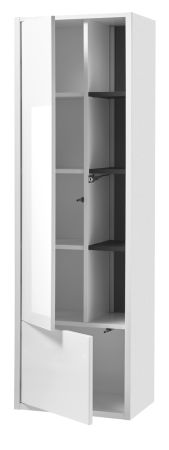 Badezimmer Hochschrank Glide in wei Hochglanz und grau inkl. Beleuchtung 45 x 150 cm