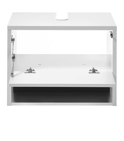 Badmbel Set 2-teilig Glide in wei Hochglanz und grau mit LED Beleuchtung 60 x 190 cm