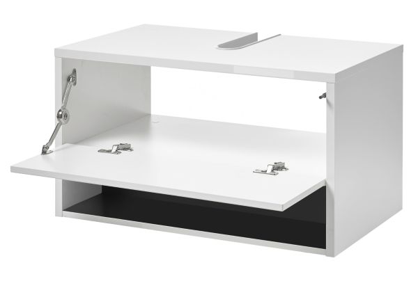 Badmbel Set 2-teilig Glide in wei Hochglanz und grau mit LED Beleuchtung 80 x 190 cm