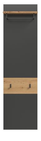 Garderobenpaneel Cooper in grau und Artisan Eiche Wandgarderobe 45 x 165 cm