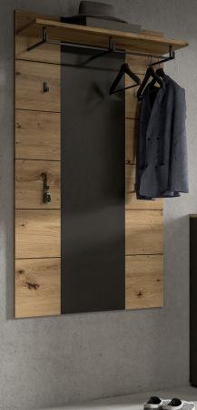 Garderobenpaneel Cooper in Artisan Eiche und grau Wandgarderobe 80 x 141 cm