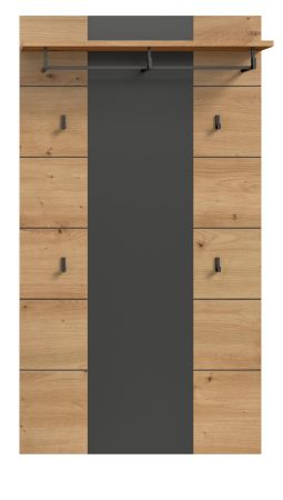 Garderobenpaneel Cooper in Artisan Eiche und grau Wandgarderobe 80 x 141 cm