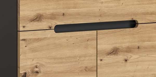 Garderobe Set 3-teilig Cooper in Artisan Eiche und grau 175 cm, Soft-Close