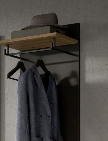 Garderobe Set 3-teilig Cooper in Artisan Eiche und grau 180 cm, Soft-Close