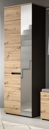 Garderobe Set 4-teilig Cooper in Artisan Eiche und grau 220 cm, Soft-Close