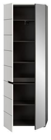 Garderobenschrank Cooper in wei und grau 65 x 190 cm mit variabler Inneneinteilung, Soft-Close