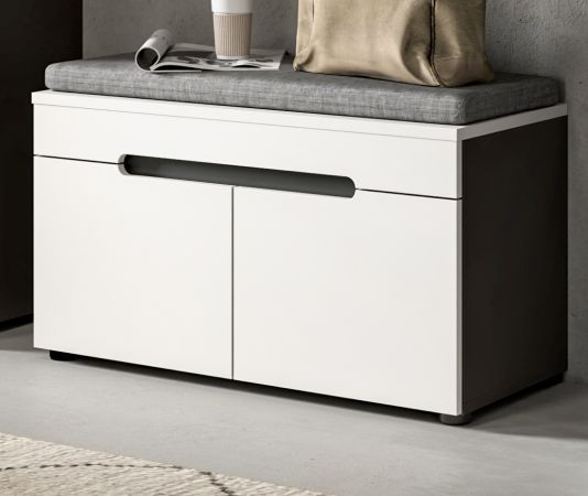 Garderobe Sitzbank Cooper in wei und grau Garderobenbank 80 cm, Soft-Close