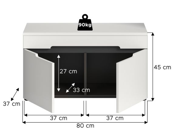 Garderobe Sitzbank Cooper in wei und grau Garderobenbank 80 cm, Soft-Close