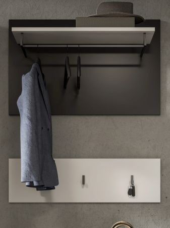 Garderobenpaneel Cooper in wei und grau Set 2-teilig 80 cm
