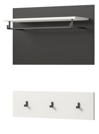 Garderobenpaneel Cooper in wei und grau Set 2-teilig 80 cm