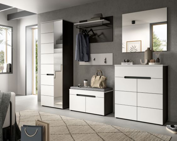 Garderobe Set 6-teilig Cooper in wei und grau 255 cm, Soft-Close