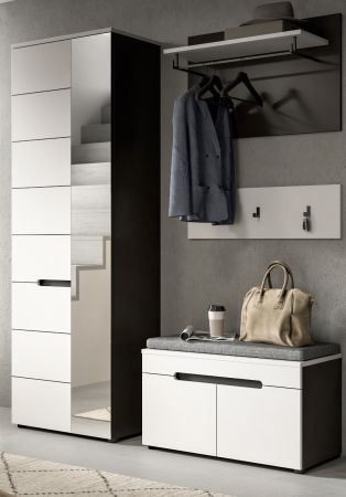 Garderobe Set 4-teilig Cooper in wei und grau 160 cm, Soft-Close