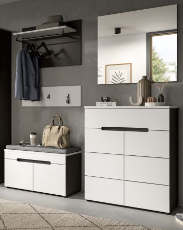 Garderobe Set 5-teilig Cooper in wei und grau 175 cm, Soft-Close