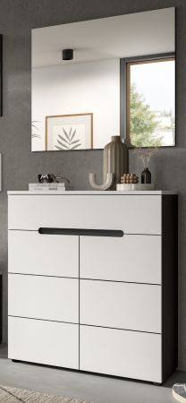 Garderobe Set 2-teilig Cooper in wei und grau Schuhkommode und Spiegel, Soft-Close