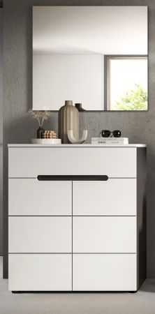 Garderobe Set 2-teilig Cooper in wei und grau Schuhkommode und Spiegel, Soft-Close