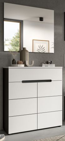 Garderobe Set 2-teilig Cooper in wei und grau Schuhkommode und Spiegel, Soft-Close