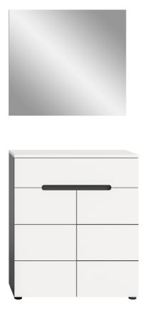 Garderobe Set 2-teilig Cooper in wei und grau Schuhkommode und Spiegel, Soft-Close